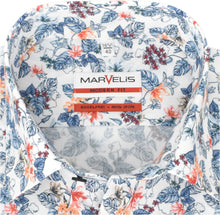 Laden Sie das Bild in den Galerie-Viewer, Businesshemd - Modern Fit - Langarm - Florales Muster - Weiß/Blau/Rot