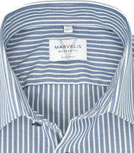 Laden Sie das Bild in den Galerie-Viewer, Businesshemd - Modern Fit - Langarm - Gestreift - Dunkelblau/Weiß