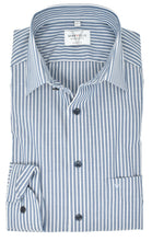 Laden Sie das Bild in den Galerie-Viewer, Businesshemd - Modern Fit - Langarm - Gestreift - Dunkelblau/Weiß