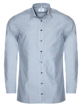 Laden Sie das Bild in den Galerie-Viewer, Businesshemd - Modern Fit - Langarm - Gestreift - Dunkelblau/Weiß