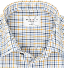 Laden Sie das Bild in den Galerie-Viewer, Businesshemd - Modern Fit - Langarm - Kariert - Blau/Gelb