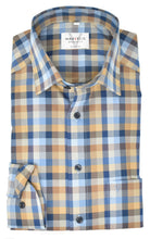 Laden Sie das Bild in den Galerie-Viewer, Businesshemd - Modern Fit - Langarm - Kariert - Braun/Blau