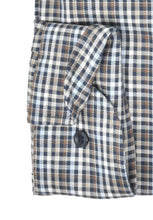 Laden Sie das Bild in den Galerie-Viewer, Businesshemd - Modern Fit - Langarm - Kariert - Braun/Blau/Weiß