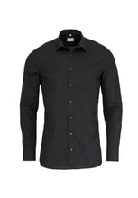 Laden Sie das Bild in den Galerie-Viewer, Businesshemd - Super Slim Fit - Langarm - Einfarbig - Schwarz