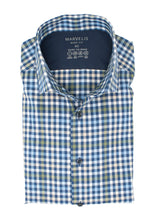 Laden Sie das Bild in den Galerie-Viewer, Easy To Wear Hemd - Body Fit - Langarm - Kariert - Grün/Blau