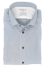 Laden Sie das Bild in den Galerie-Viewer, Easy To Wear Hemd - Modern Fit - Langarm - Gestreift - Dunkelblau/Weiß