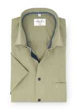 Laden Sie das Bild in den Galerie-Viewer, Kurzarmhemd - Modern Fit - Einfarbig - Olive
