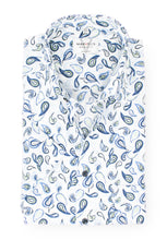 Laden Sie das Bild in den Galerie-Viewer, Kurzarmhemd - Modern Fit - Muster - Bleu