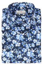Laden Sie das Bild in den Galerie-Viewer, Businesshemd - Comfort Fit - Kurzarm - Florales Muster - Dunkelblau