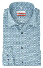 Laden Sie das Bild in den Galerie-Viewer, Businesshemd - Modern Fit - Langarm - Muster - Grün/Blau