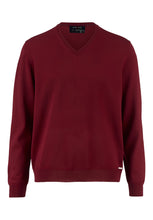 Laden Sie das Bild in den Galerie-Viewer, Pullover - Casual Fit - V-Ausschnitt - Einfarbig - Bordeaux