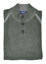 Laden Sie das Bild in den Galerie-Viewer, Strickpullover - Casual Fit - Stehkragen - Struktur - Dunkelgrün