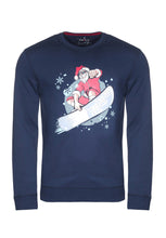 Laden Sie das Bild in den Galerie-Viewer, Sweatshirt - Casual Fit - Langarm - Weihnachtsprint - Dunkelblau