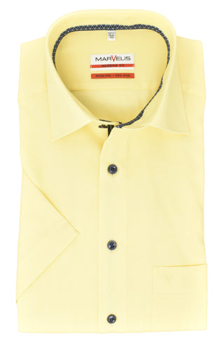 Kurzarmhemd - Modern Fit - Einfarbig - Gelb