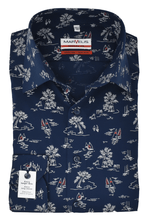 Laden Sie das Bild in den Galerie-Viewer, Marvelis Modern Fit Hemd Extra langer Arm 69cm bügelfrei- Muster blau reine Baumwolle - Lieferhemd