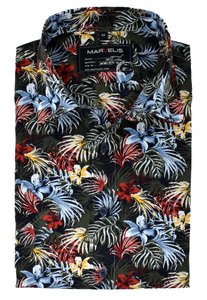 Hemd - Casual Fit - Kurzarm - Hawaii - Dunkelblau
