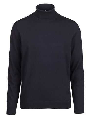 Rollkragenpullover - Casual Fit - Merino - Einfarbig - Marine