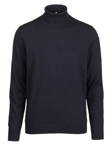 Rollkragenpullover - Casual Fit - Merino - Einfarbig - Marine