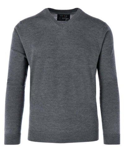Pullover - Merino - Casual Fit - V-Ausschnitt - Einfarbig - Anthrazit