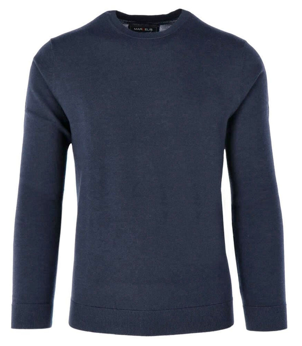 Pullover - Merino - Casual Fit - Rundhals - Einfarbig - Marine