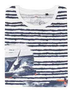 T-Shirt - Maritim - Dunkelblau/Weiß