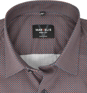 Businesshemd - Body Fit - ELA - Muster - Rot/Bordeaux