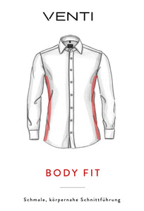 Businesshemd - Body Fit - Langarm - Muster - Blau