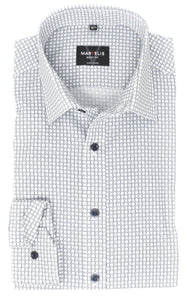 Businesshemd - Body Fit - Langarm - Muster - Braun/Blau
