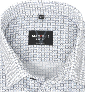 Businesshemd - Body Fit - Langarm - Muster - Braun/Blau