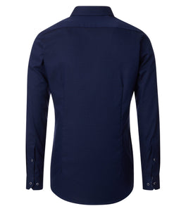 Businesshemd - Body Fit - Langarm - Struktur - Blau
