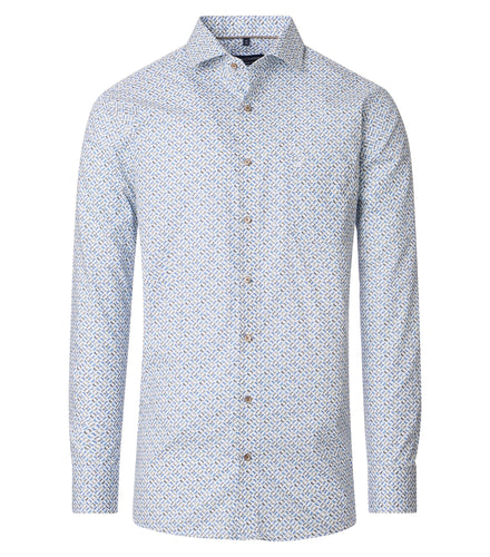 Businesshemd - Comfort Fit - Langarm - Muster - Blau