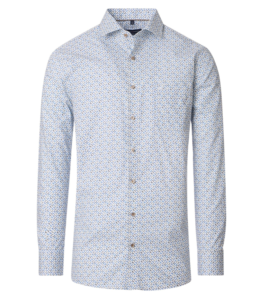 Businesshemd - Comfort Fit - Langarm - Muster - Blau