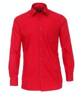 CASAMODA Herren Businesshemd Comfort Fit Kent-Kragen Langarm Einfarbig Rot