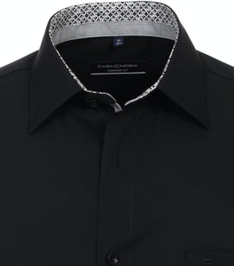CASAMODA Herren Businesshemd Comfort Fit Kent-Kragen Langarm Einfarbig Schwarz
