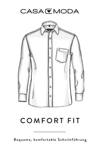CASAMODA Herren Businesshemd Comfort Fit Kent-Kragen Langarm Einfarbig Schwarz