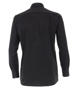 CASAMODA Herren Businesshemd Comfort Fit Kent-Kragen Langarm Einfarbig Schwarz