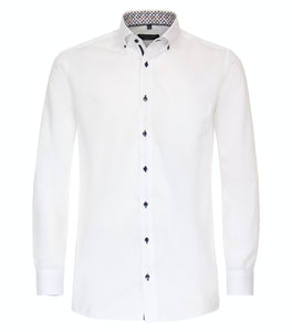 CASAMODA Herren Businesshemd Comfort Fit Button-Down-Kragen Langarm Einfarbig Weiß