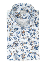 Laden Sie das Bild in den Galerie-Viewer, Businesshemd - Comfort Fit - Langarm - Florales Muster - Bleu