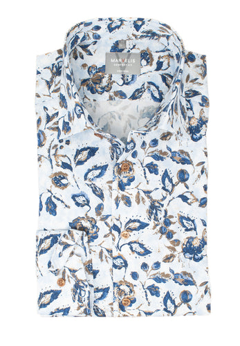 Businesshemd - Comfort Fit - Langarm - Florales Muster - Bleu