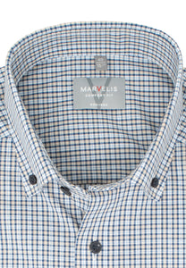 Businesshemd - Comfort Fit - Langarm - Button Down - Kariert - Beige
