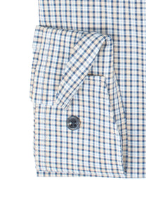 Businesshemd - Comfort Fit - Langarm - Button Down - Kariert - Beige
