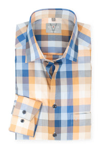 Businesshemd - Comfort Fit - Langarm - Kariert - Beige