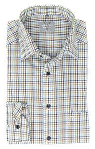 Businesshemd - Comfort Fit - Langarm - Kariert - Blau/Braun/Grün