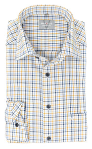 Businesshemd - Comfort Fit - Langarm - Kariert  - Blau/Gelb