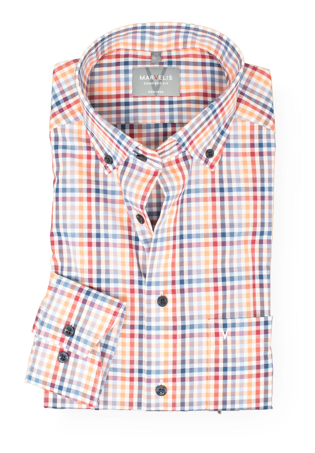 Businesshemd - Comfort Fit - Langarm - Kariert - Button-Down - Rot