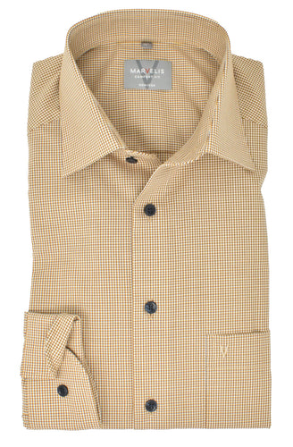 Businesshemd - Comfort Fit - Langarm - Kariert - Ocker