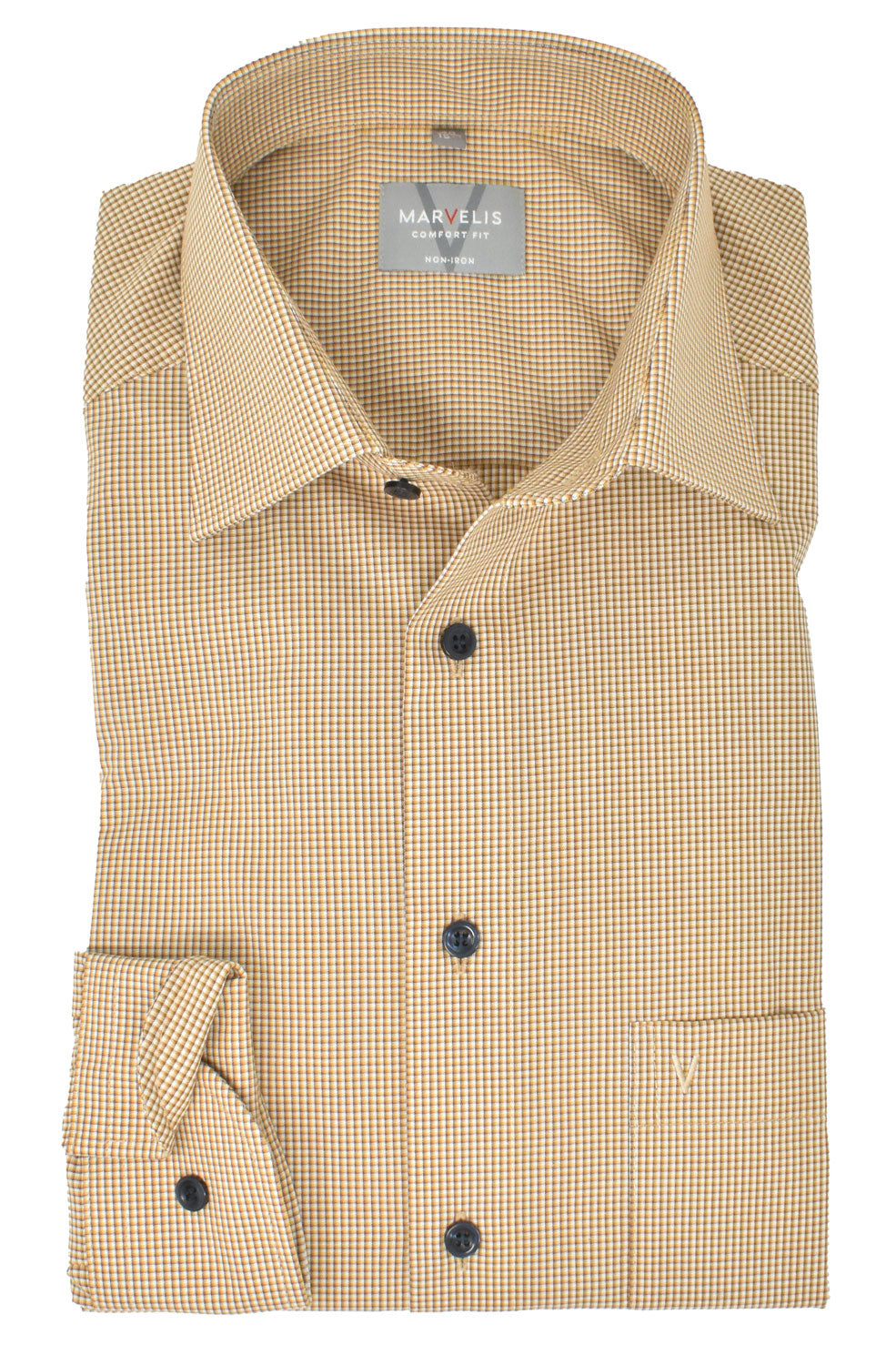 Businesshemd - Comfort Fit - Langarm - Kariert - Ocker