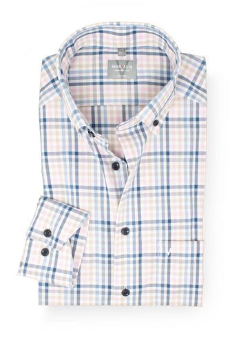 Businesshemd - Comfort Fit - Langarm - Kariert - Button Down - Rosa