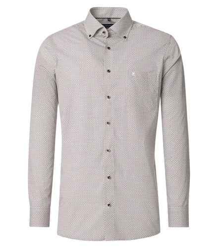 Businesshemd - Comfort Fit - Langarm - Muster - Braun