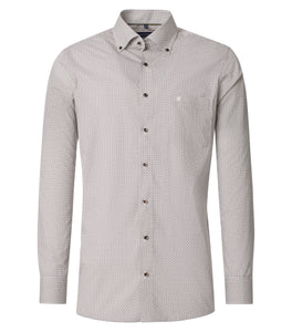 Businesshemd - Comfort Fit - Langarm - Muster - Braun